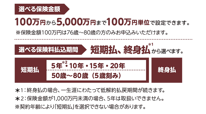 選べる保険金額・選べる払込期間